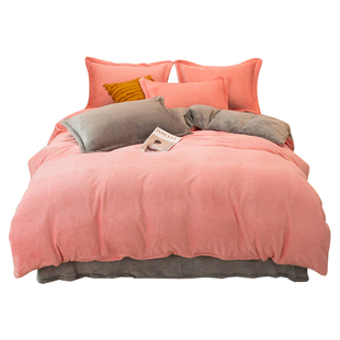 法兰绒牛奶绒四件套2025新款冬季加厚珊瑚绒被套1米5床床单床笠款