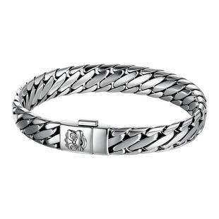 高级感s925银醒狮三马鞭手链纯银男士复古编织情侣银饰女国风新款