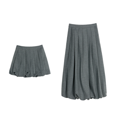 MULVAN 【现货7.5折】Mel艺术生 羊毛混纺花苞半身裙女毛呢蓬蓬裙