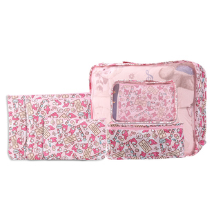 旅行收纳袋套装可爱卡通防水行李箱整理袋6件套衣物分装袋收纳包