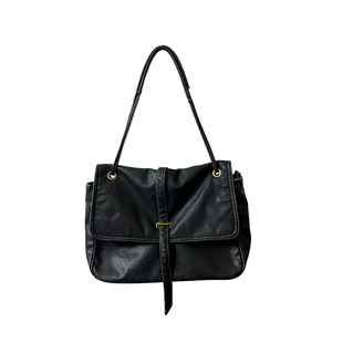 YAU大树 美式复古机车包轻便软皮电脑包简约百搭潮酷单肩包腋下包