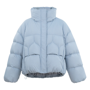 HONRN/红人宽松显瘦短款立领白鸭绒羽绒服外套女款冬季HK59YR051