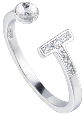 s925银女银戒托镀diy戒指空托