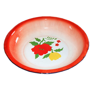 传统老式怀旧搪瓷花深盘饭碟子菜盘地摊火锅自助份菜盘串串主题