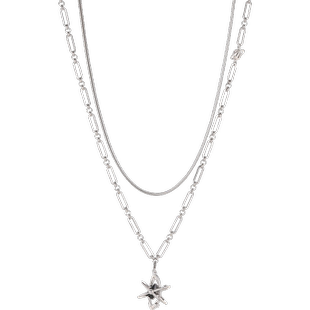 美式双层钛钢项链吊坠小众设计配饰男款高级感痞帅嘻哈男士装饰品