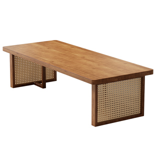 新中式阳台藤编茶桌椅组合茶几客厅家用阳台精致小茶桌实木茶台