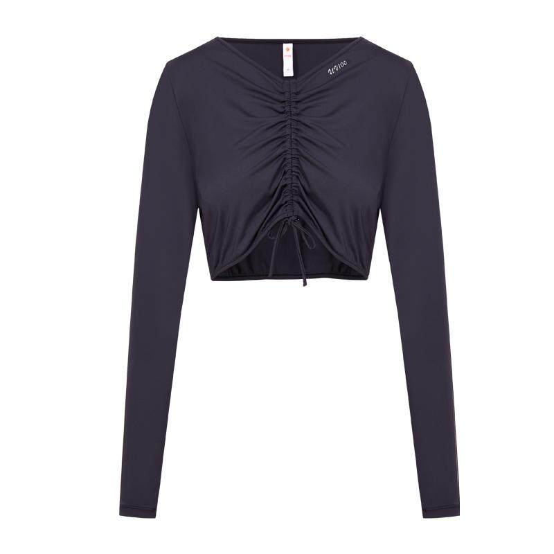 台湾UV100短版小V领抽绳防晒衣