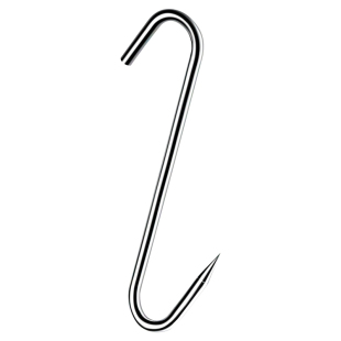 加粗S型晒腊肉挂钩304不锈钢大号实心挂猪肉香肠烤鸭尖头挂肉钩子