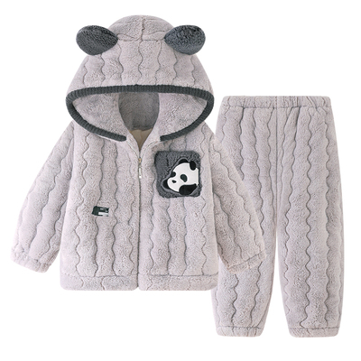 男童冬装大童熊猫三层夹棉家居服