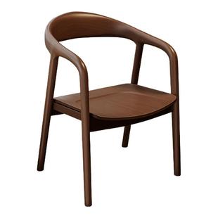 餐椅家用实木椅子靠背椅中古风休闲扶手椅新款舒美特椅洽谈书桌椅