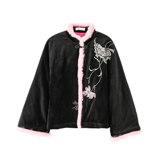 中国风女装中式唐装棉袄改良旗袍上衣汉服小棉衣加厚保暖外套冬季