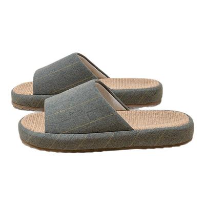 静音软底亚麻拖鞋男居家防滑防臭