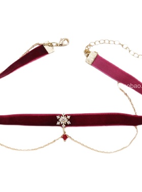 choker原创手作酒红秋冬年会项圈