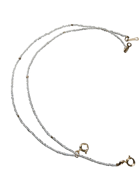 1mm极细天然珍珠18K金手链