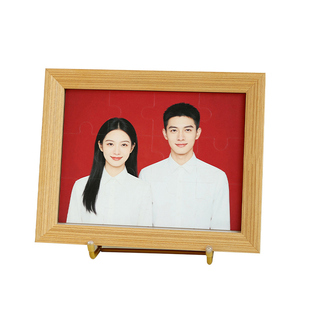 情侣红底照摆台来图定制拼图带磁吸高清印刷婚纱照桌面床头小摆件