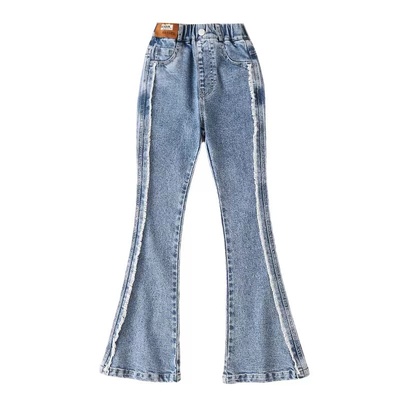 长裤牛仔女童牛仔裤毛边新品钜惠