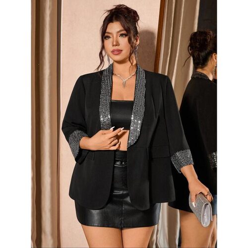 S 10365 Elegant Sequin Blazer 珠片拼接西装 亚马逊欧美跨境