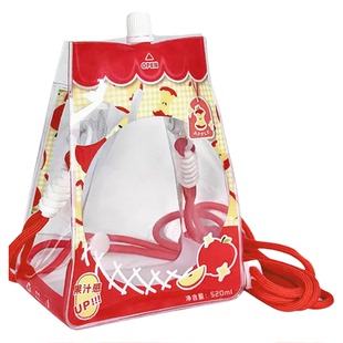 【谷哒星】萌萌水果果冻吸吸乐娃包10cm透明痛包棉花娃娃展示收纳