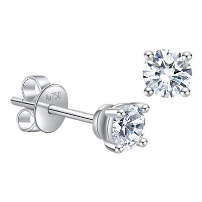 【进店必买】Cevol新奢钻石 Classic系列18K铂金钻石单钻圆形耳钉