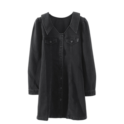 暗花复古牛仔外套连衣裙鸟撤柜女