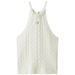 LILY BROWN2025秋冬新品MARY QUANT绞花挂脖针织背心LWNT254007