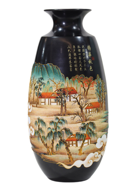 济南特色龙山黑陶景泰蓝礼品摆件