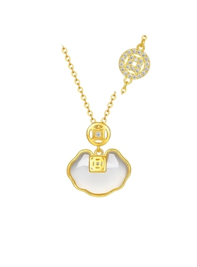 周六福玉髓项链女福气小冰云链坠S925银轻奢小众送女友圣诞礼物