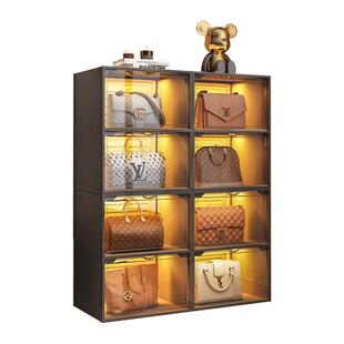 包包收纳神器存放展示柜放包包的置物架子家用防尘透明落地收纳盒