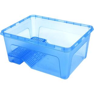 塑料带晒台乌龟缸鱼小型巴西草养水龟饲养盒育龟苗盆桌面透明带盖