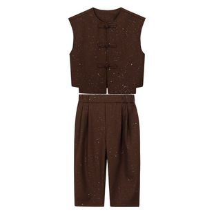 男童新中式马甲套装国风唐装汉服儿童主持人走秀演出礼服西服秋季