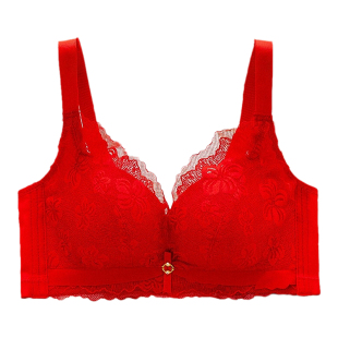 秋冬本命年大红色内衣女无钢圈小胸聚拢收副乳文胸厚薄款奶罩上托