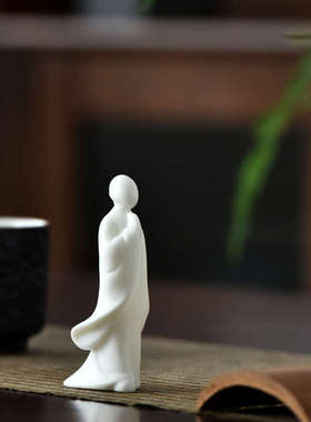 迷你中式小和尚陶瓷禅意人物创意小摆件盆景造景家居装饰桌面摆设