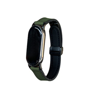 CLOUDHIS适用小米手环9表带小米8腕带手表创意皮质磁吸秋冬智能运动10男女疯马皮高级感替换配件硅胶贴皮