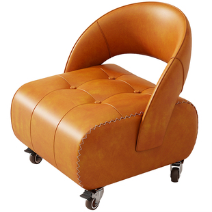 真皮溜溜凳万向轮小凳子家用矮凳客厅沙发带滑轮移动儿童靠背椅子