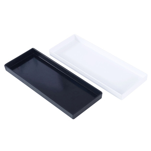细长收纳窄长型长方形塑料造景长盘黑色长形厨房调料接水长条托盘