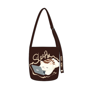 尼睿新款原创小众可爱猫咪大容量单肩帆布包日常通勤水桶包Z084