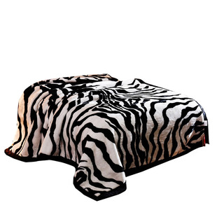 时尚斑马豹纹拉舍尔保暖毛毯加厚床单双层珊瑚绒婚庆盖毯2m冬被子