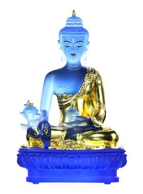 琉璃开脸贴金药师佛寺庙供奉摆件