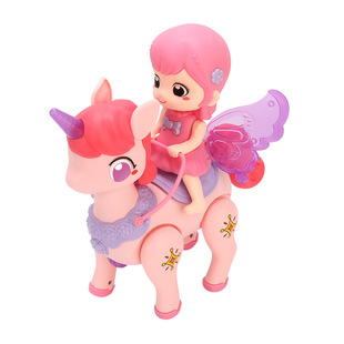 儿童电动公主独角兽小马车卡通摇摆动物行走灯光音乐玩具地摊