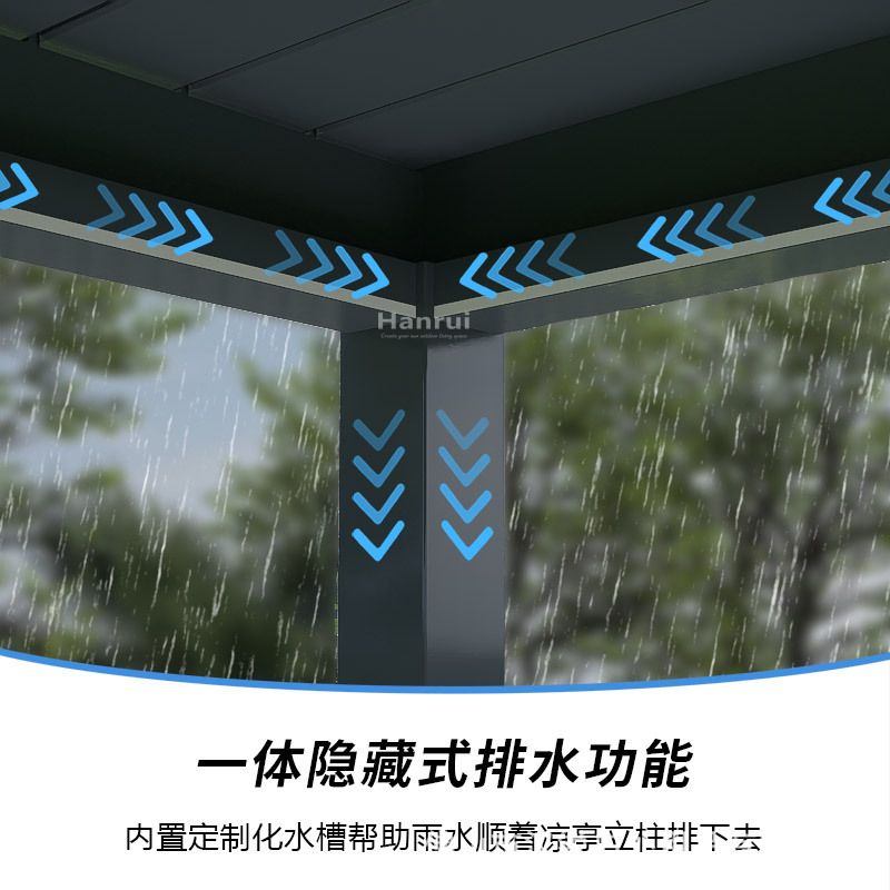 跨境货源厂家直供电动雨风挡花园抗遮阳铝合金凉亭户外凉亭亭子
