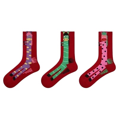 马年本命年鸿运精梳棉中筒袜