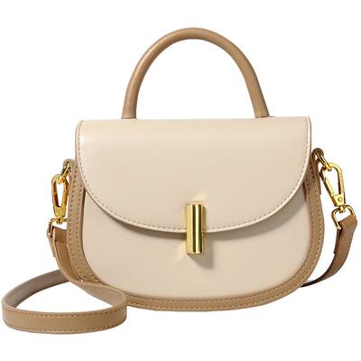 新品时尚简约撞色斜挎马鞍包