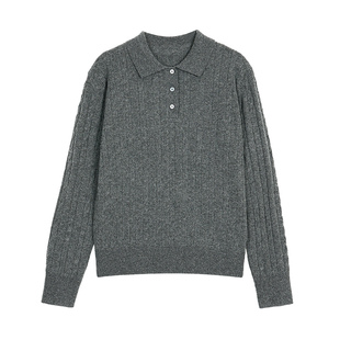 JESTOMS | 长期衣橱_高智麻花polo领毛衣/羊毛半身裙通勤套装女