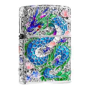 ZIPPO官方正品打火机珐琅五彩神龙夜光礼盒送男朋友礼物防风煤油