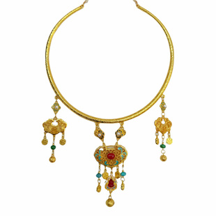 云深雾浅 猫咪纳财 原创猫爪铜钱金色汉服璎珞项圈平安锁古风项链