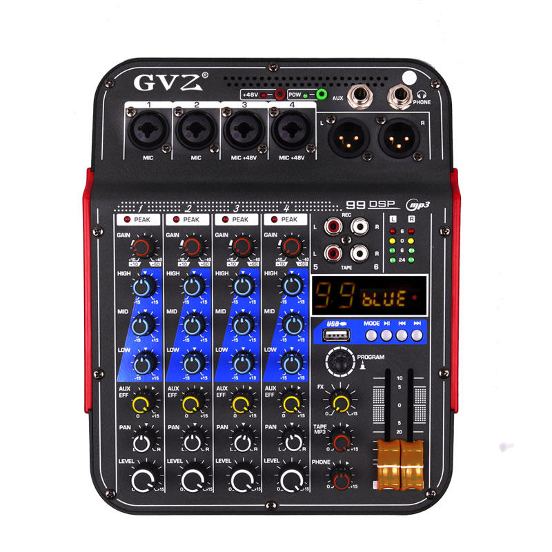 4路专业迷你调音台KTV小型99DSP混响USB蓝牙家用直播5V供充电数字