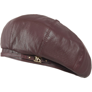 兰诺皮质贝雷帽女款2025秋冬新款八角帽显脸小适合方圆脸保暖帽子