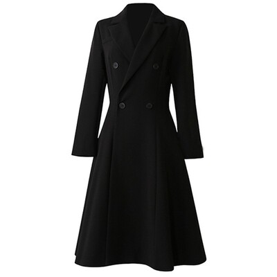 西装领长袖西装领中长款