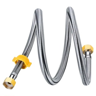 不锈钢编织双铜头软管家用热水器马桶水龙头冷热进水管4分接水管