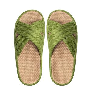 木地板静音亚麻凉拖鞋情侣室内家用家居防滑棉麻厚底男女夏季四季